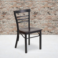 Flash Furniture XU-DG6Q6B1LAD-WALW-GG Restaurant Chair in Black Walnut